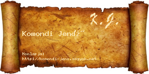 Komondi Jenő névjegykártya